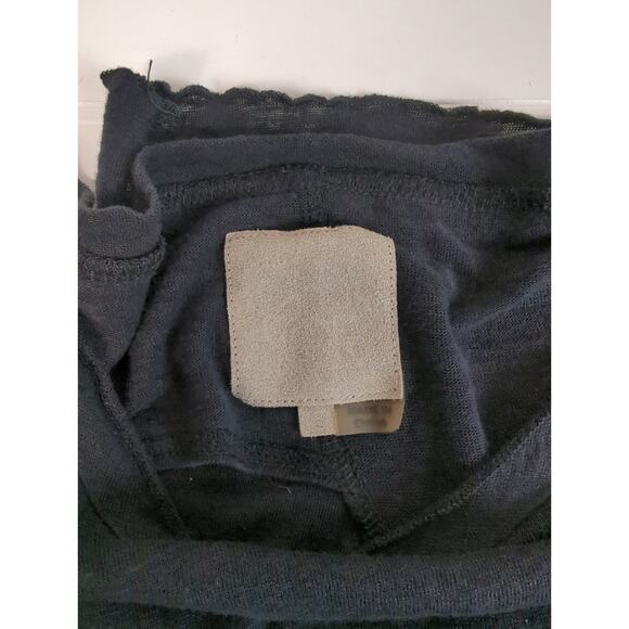 CHASER Linen Cutout Back Long Sleeve Black Top Small - Picture 9 of 9